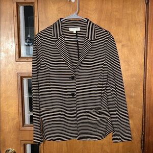 Talbots Black and Tan Striped Sweater Blazer